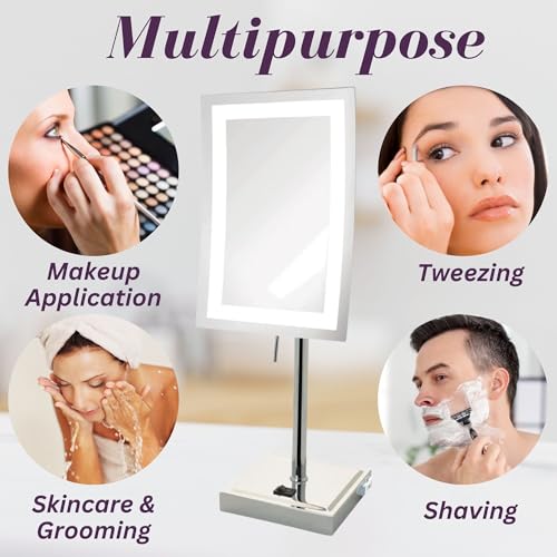 JERDON Lighted Makeup Mirror with 5X Magnification - Chrome - - Product Imagery