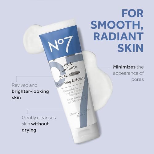 No7 Lift & Luminate Cleansing & Exfoliating Face Wash, 3.3 Fl Oz - Product Imagery