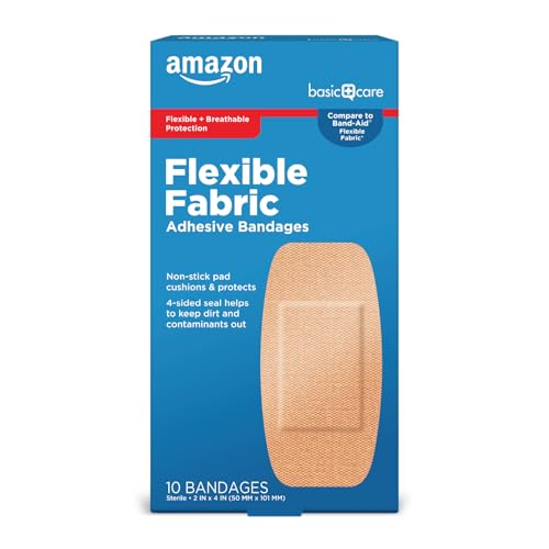 Amazon Basic Care Flexible Fabric Adhesive Bandages, XL (2 in x - Product Imagery