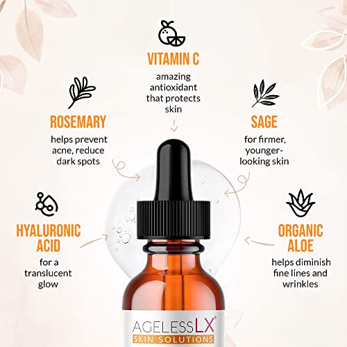 AgelessLX - Bright + Glow Face Serum - Vitamin C Serum For Face - Product Imagery