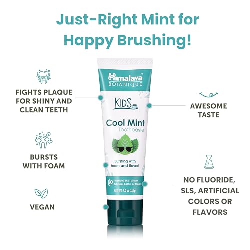 Himalaya Botanique Kids Toothpaste, Cool Mint, Fluoride-Free, - Product Imagery