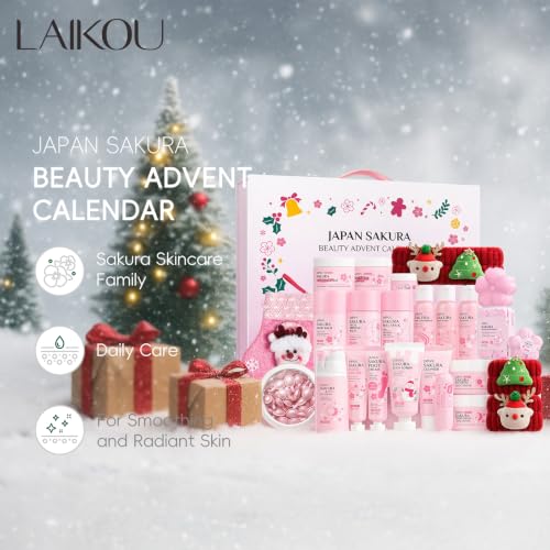LAIKOU Japan Sakura Beauty Advent Calendar 2025, Christmas Gifts - Product Imagery