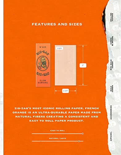 ZIG-ZAG Rolling Papers French Orange 1 1/4 6 pack - Product Imagery