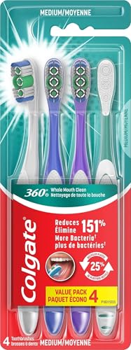 Colgate 360 Adult Toothbrush, Medium (4 Count) - Product Imagery
