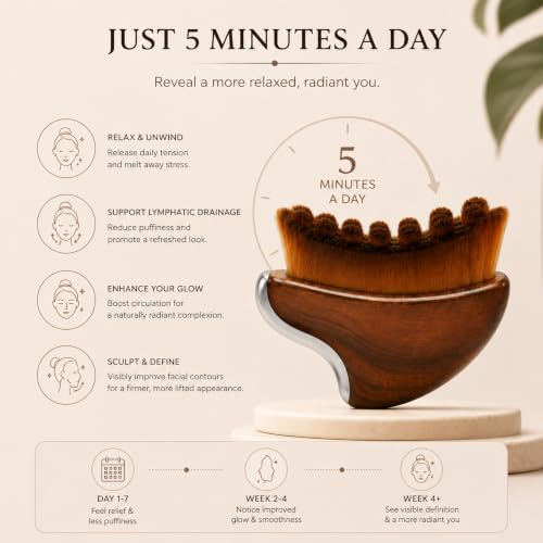 Lymphatic Contour Face Brush & Integrated Gua Sha Tool – - Product Imagery