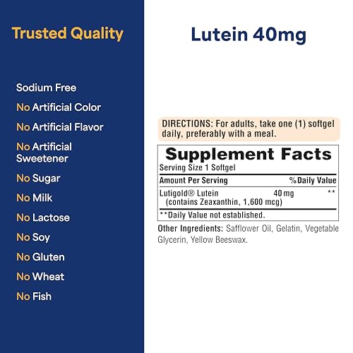 Puritan's Pride Premium Lutigold™ Lutein Carotenoid 40mg with - Product Imagery