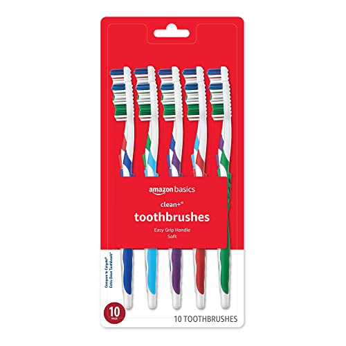 Amazon Basics Clean Plus Soft Bristle Toothbrushes with Angled - Product Imagery