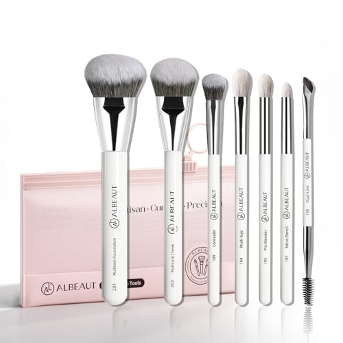 Makeup Brushes Set, Albeaut 7Pcs Face Eyeshadow Brushes Kit with Preminum Bristles Liquid Foundation Concealer Blending 