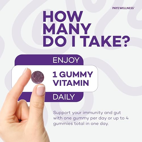 PAYÉ Elderberry Gummies, Vitamin C Immune Support Supplement + - Product Imagery