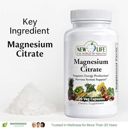 New Life Magnesium Citrate 400mg, Nervous Support, 120 Veg - Product Imagery
