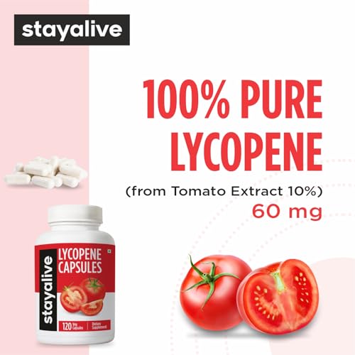 STAY ALIVE Lycopene Supplement for Men 60mg, Natural Tomato - Product Imagery