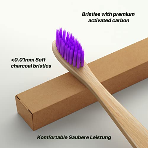 10 Vibrant Colors Bamboo Toothbrushes | BPA Free Soft Bristles - Product Imagery