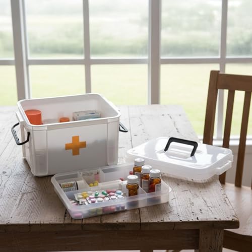 White Large Empty Medical Box for Home Emergency Supplies, - Product Imagery