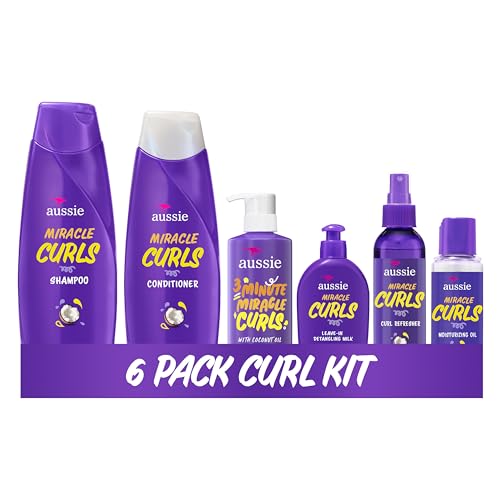 Aussie Miracle Curls: Shampoo, Conditioner, Deep Conditioner, Refresher Gel, Detangling Milk, Oil Treatment 6-Piece Set 