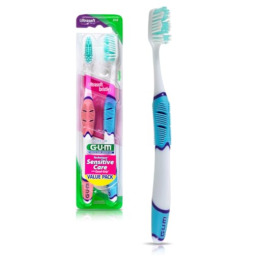 GUM Sensitive Clean Technique Soft Toothbrush, Full Head, 2 Count - Product Imagery