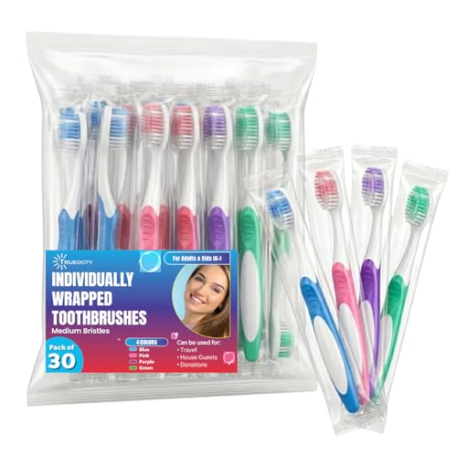 Trueocity 30 Pack Individually Wrapped Toothbrushes - Medium - Product Imagery