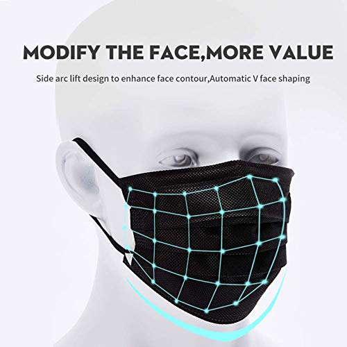 MSAAEX 50 Pcs Disposable 4-ply Non-woven Face Mask, Black Masks - Product Imagery