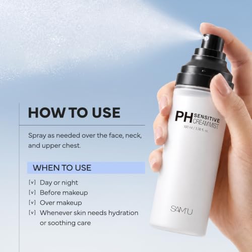SAM'U PH Sensitive Cream Mist, Hydrating Soothing Face Mist, - Product Imagery