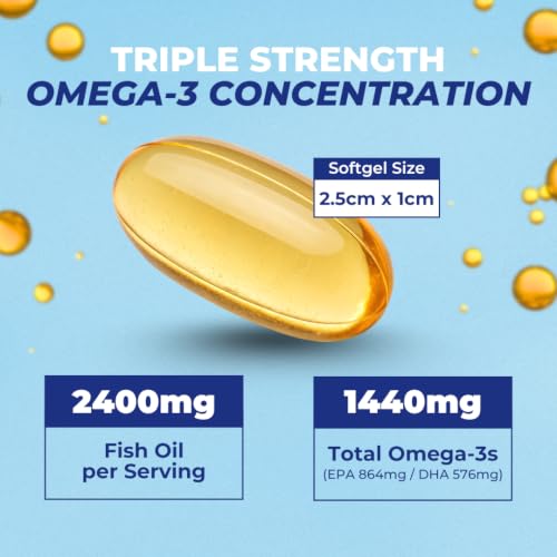 VITAL NUTRITIVE Omega 3 Fish Oil 2400mg - 864mg EPA 576mg DHA - Product Imagery