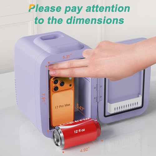 CROWNFUL Mini Fridge, 4 Liter/6 Can Portable Cooler and Warmer - Product Imagery