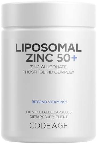 Codeage Liposomal Zinc 50mg, Zinc Gluconate, Vegan, 100 Capsules - Product Imagery