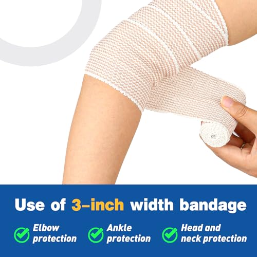 AZEN Premium 8 Pack Elastic Bandage Wrap (2x2", 2x3", 2x4", - Product Imagery