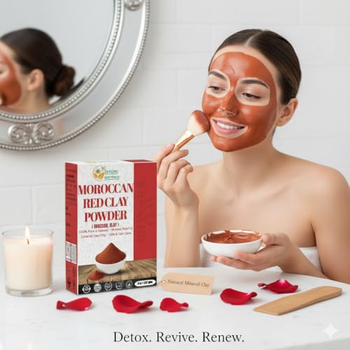 Herbs Botanica Moroccan Red Clay Powder 8 oz Natural Clay for - Product Imagery