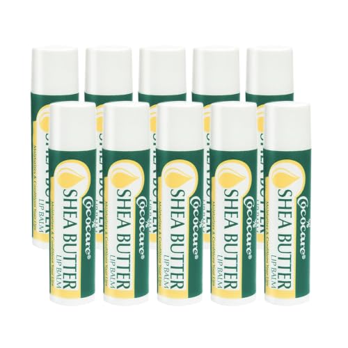 Cococare Shea Butter Lip Balm with Vitamin E & Aloe Vera, 0.15 oz, 10 Pack – Shea Butter, Paraben Free, 10 Pack