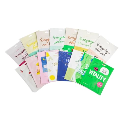 FACETORY Korean Face Mask Gift Set in Stylish Box, 15 Count - Product Imagery
