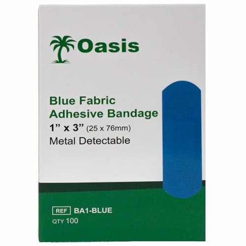 VHOB Food Service Adhesive Bandages, 1" x 3", Blue, Fabric, - Product Imagery