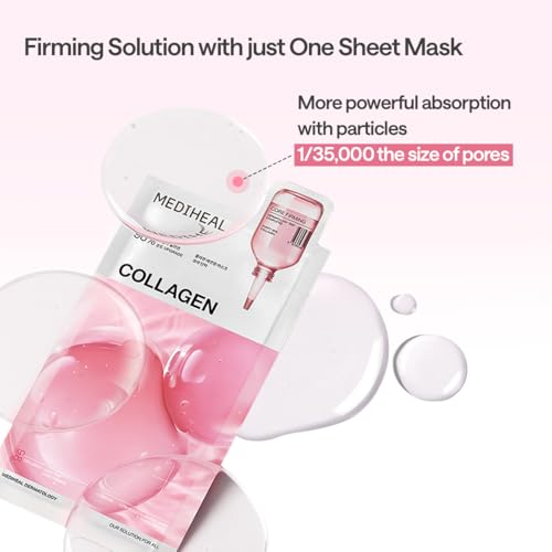 MEDIHEAL Collagen Essential Face Sheet Mask, Skin Firming (10ea) - Product Imagery