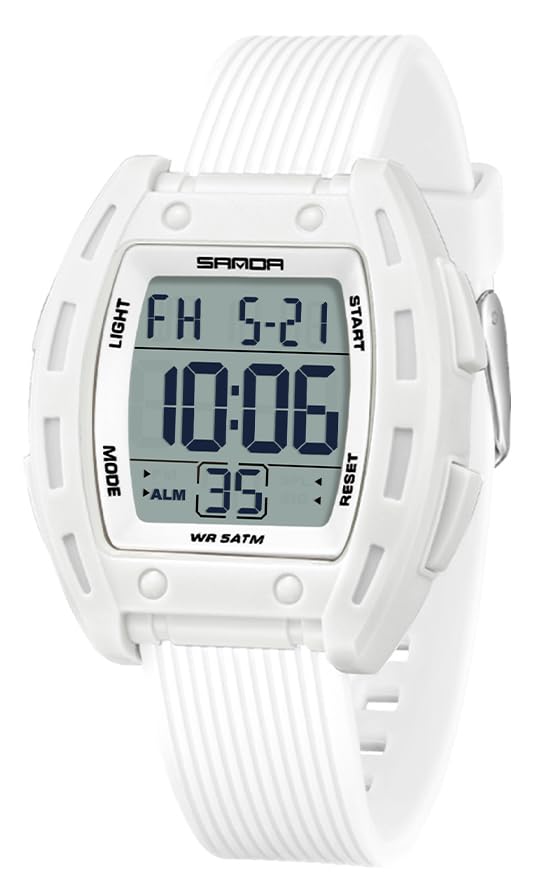 FANMIS Retro Digital Sports Watch Square Watch for Men Women with Backlight – Black