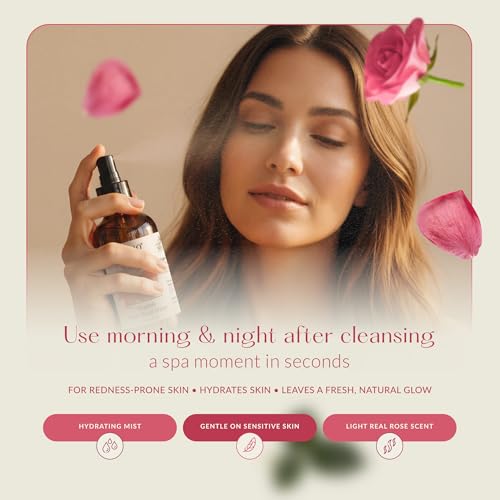 HBNO California Bottled Organic Rose Water for Face 4 fl oz - Product Imagery