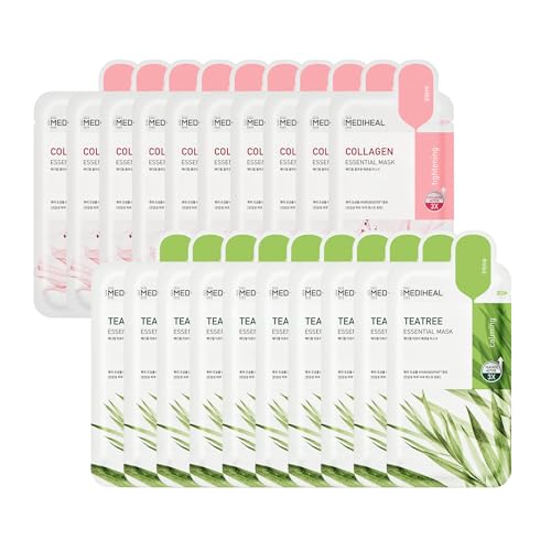 Mediheal Official Collagen & Tea Tree Sheet Mask 20 Sheets Set - - Product Imagery