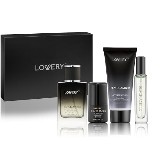 LOVERY Mens Gifts Black Amber Mens Perfume 4 in 1 Deodorant - LOVERY Official Imagery - 1