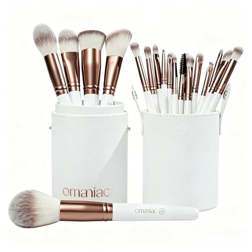 OMANIAC 20Pcs Makeup Brush Set Professional - Premium Synthetic Foundation Eyeshadow Blending Face Powder Brushes with T