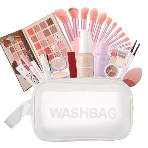26Pc Full Face Makeup Set Gift Surprise for Women Cosmetic Essential Starter Bundle Include 24 Colors Eyeshadow Palette,