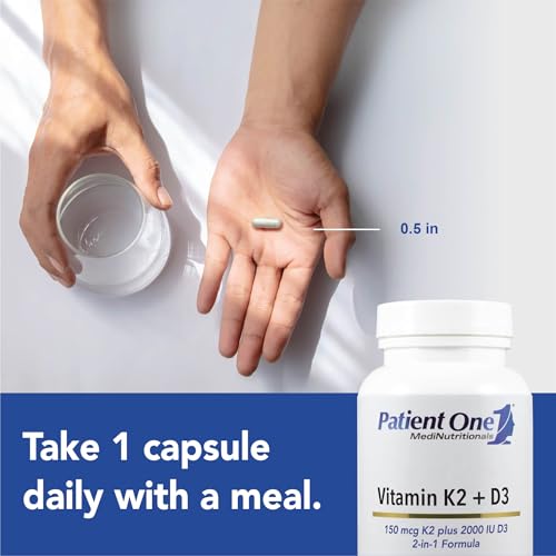 Patient One Vitamin K2 MK-7 (150 mcg) + D3 (2000 IU) | 60 - Product Imagery
