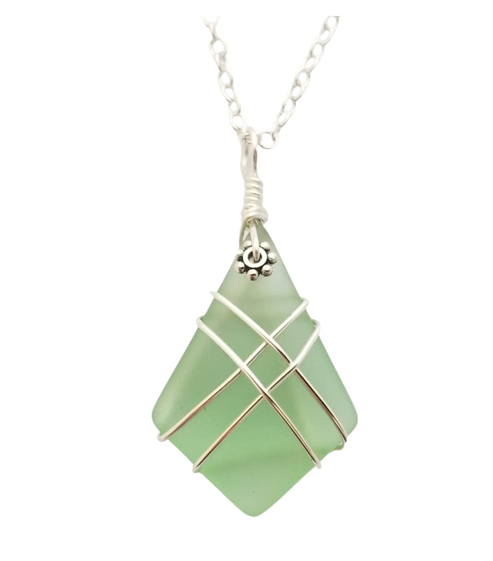 Handmade Sea Glass Necklace Hawaiian Jewelry For Women Wire - yinahawaii Official Imagery - 2