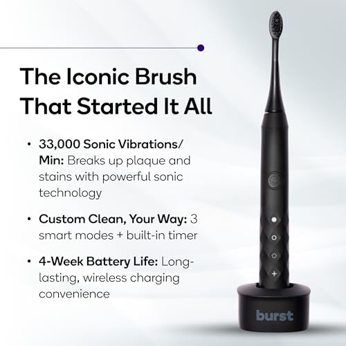 Burst Original Sonic Electric Toothbrush for Adults (Black) | - Product Imagery