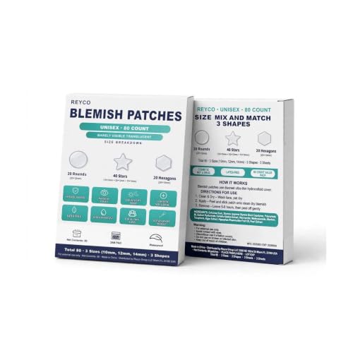 REYCO Unisex Blemish Patches 80 Count - 3 Shapes Mix Stars - Product Imagery