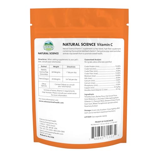 Oxbow Vitamin C Guinea Pig Supplement, High-Fiber Timothy Hay, - Product Imagery