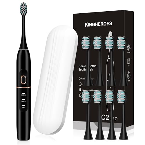 kingheroes Electric Toothbrush Set, Comes with 8 Brush Heads & - Product Imagery