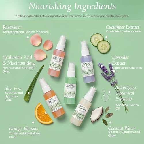Mario Badescu Facial Spray Collection with Rose Water, Cucumber, - Product Imagery