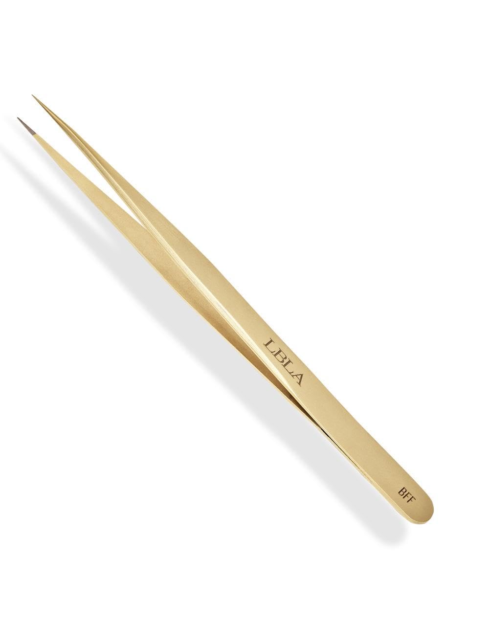 LBLA BEAUTY LBLA BFF Straight Isolation Tweezer – Lashbox LA Gold Fiber Tip Precision Lash Tool for Isolation & Classic 