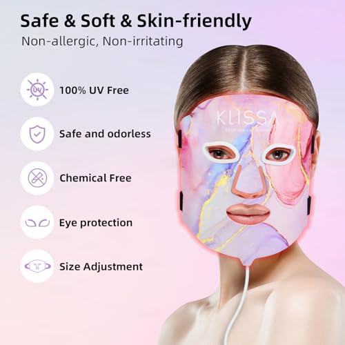 4colors LED Face Mask Light Therapy, Red Light Therapy Mask for - Product Imagery