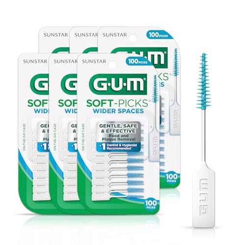 GUM Soft-Picks Wider Spaces Interdental Picks, 100 Count (6 Pack)