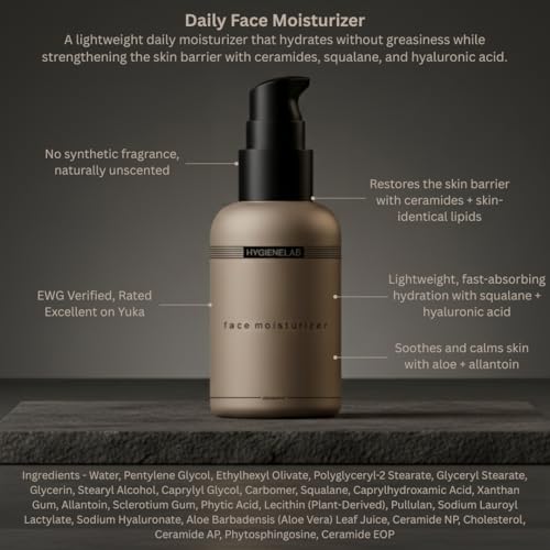HygieneLab Face Moisturizer with Hyaluronic Acid, Non-Greasy for - Product Imagery