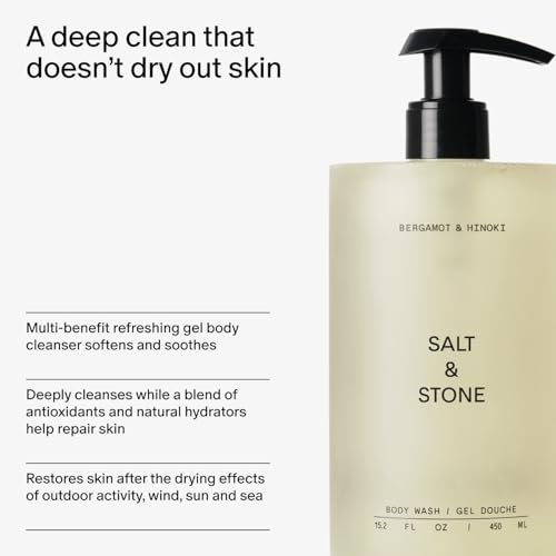 Salt & Stone Body Wash for Women & Men, Bergamot & Hinoki 15.2 - Product Imagery