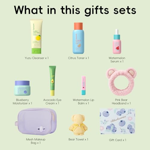 QUIYUM Fruit Skin Care Sets for Teen Girls, 6 Daily Routine - Product Imagery
